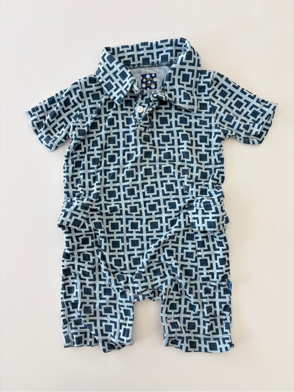 Kickee pants baby boys bamboo polo romper